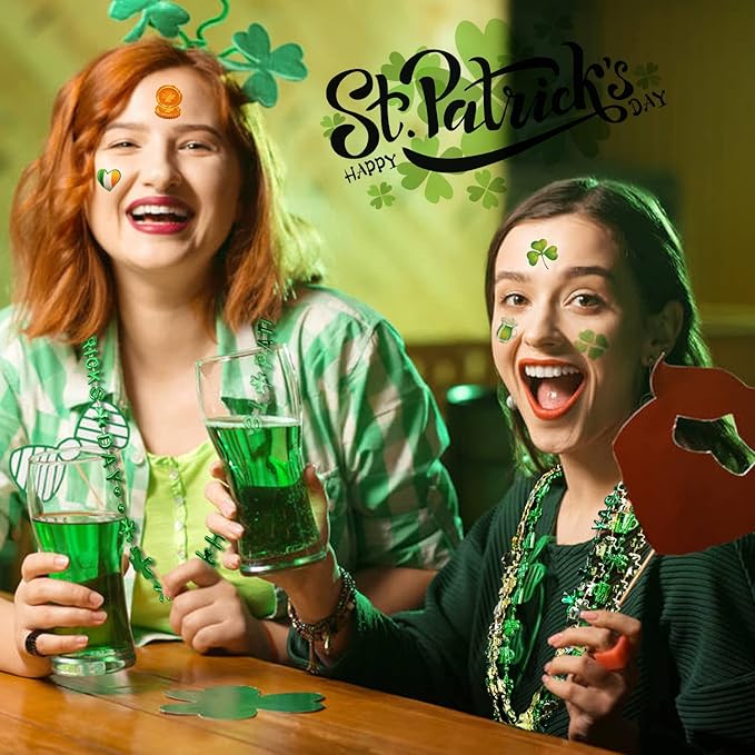 St.Patrick's Day Party Favor Set, Saint Patrick Day Accessories Including Beads Necklaces and Temporary Tattoo Stickers for Irish Day Party Supply