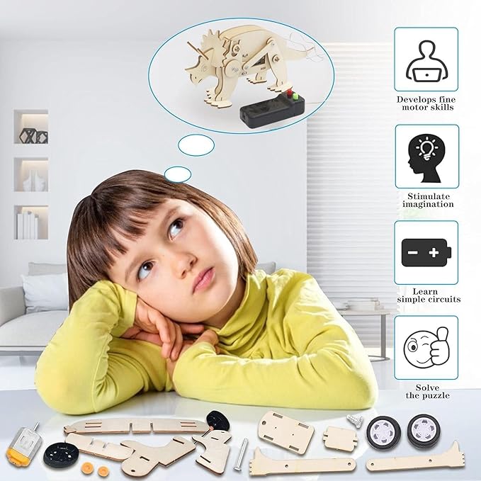 DEUXPER 5 Sets of Robot STEM Toys for Kids, Wood Craft Kit for Boys Age 8-12, DIY Science Building Projects for 6-8, 3D Puzzles Assembly Models, Gift for Children Age 6 7 8 9 10 11 12 14