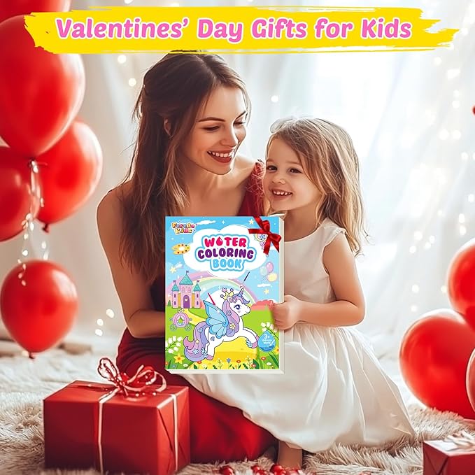 Water Coloring Books for Toddlers - Easter Basket Stuffers Watercolor Paint Book Drawing Art Paper for Kids Mess Free Craft Supplies kit Toy for Age 3 4 5 6 Valentines Birthday Gift(Unicorn)