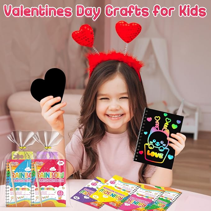 Scratch Art Party Favors for Kids: 24 Pack Rainbow Scratch Notebook Bulk Kids Craft School Supplies for Girls Boys 4-8 Years Old Kids Birthday Goodie Bags Christmas Gifts Classroom Prizes for Kids