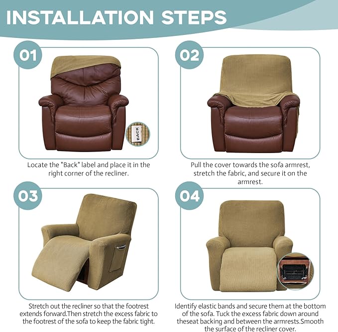 Recliner Chair Cover Lazy Boy Recliner Covers Recliner Covers for Recliner Chair 1 Piece Furniture Protector Prevent wear and pet Hair(Recliner,Tan Brown)