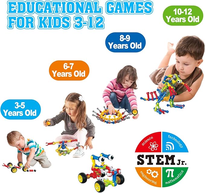 Building Toys,109 Piece STEM Toys for Kids Ages 3 4 5 6 7 8 9 10 11 12 Years Old Boys and Girls Christmas Birthday Gifts Children Building Blocks Creative and Educational Kids Toys Projects