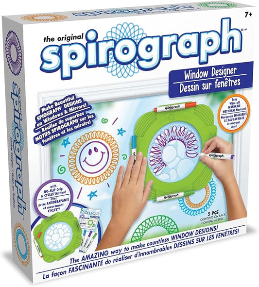 Spirograph — Window Designer — Art and Craft Kit for Kids — Design on Windows and Mirrors — Easy-to-Clean — for Ages 7+
