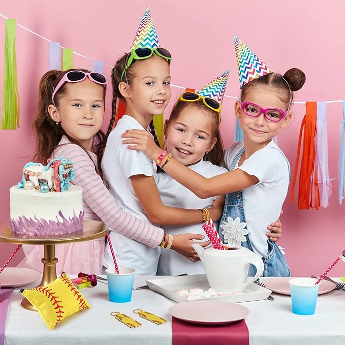 Nuogo 60 Pcs Softball Party Favors Softball Gifts for Team Girls Bulk Include 12 Softball Cosmetic Bag 12 Softball Keychains 12 Softball Hair Scrunchies 12 Softball Hair Ties 12 Softball Bracelets