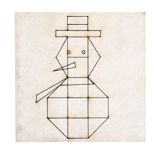 Unfinished Barn Quilt Square Wooden Sign, Country Decor Canvas Quilts Blocks (18 inches, Snowman)
