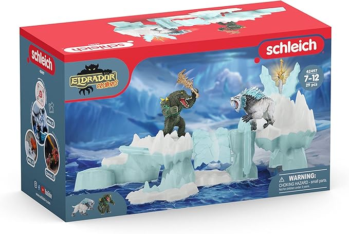Schleich Eldrador Creatures, Mythical Creatures Toys for Kids, Attack on Ice Fortress Set with Ice Monster and Jungle Monster Action Figures, Ages 7+