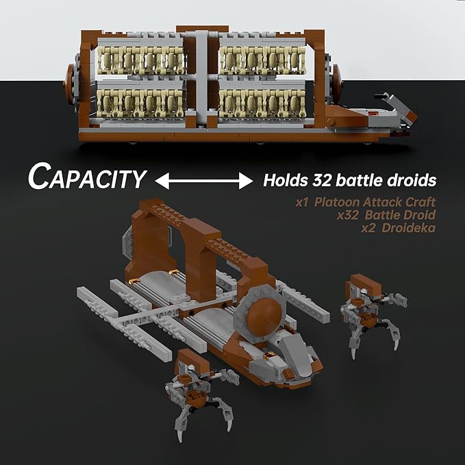 32-Piece Battle Soldiers Army Clanker Platoon Attack Craft Building Kit, with 2 Droidekas Action Figures Building Blocks Set, Toys Gifts for Boys Kids Ages 6-12 Year Old (537 Pieces)