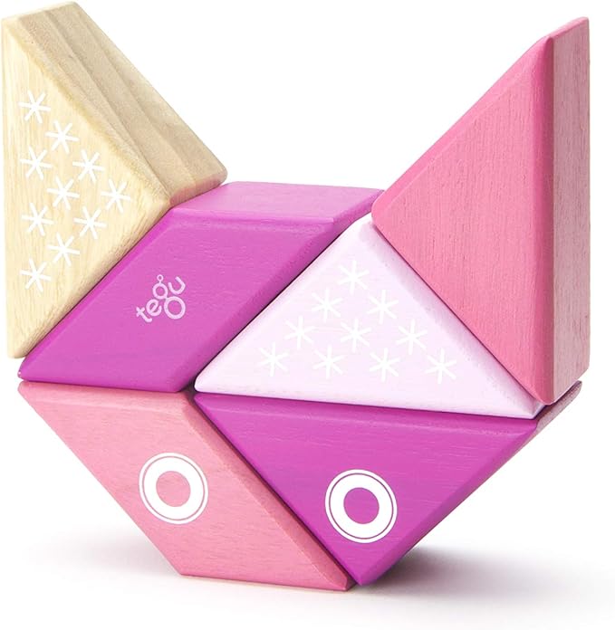 6 Piece Tegu Travel Pal Magnetic Wooden Block Set, Kitty