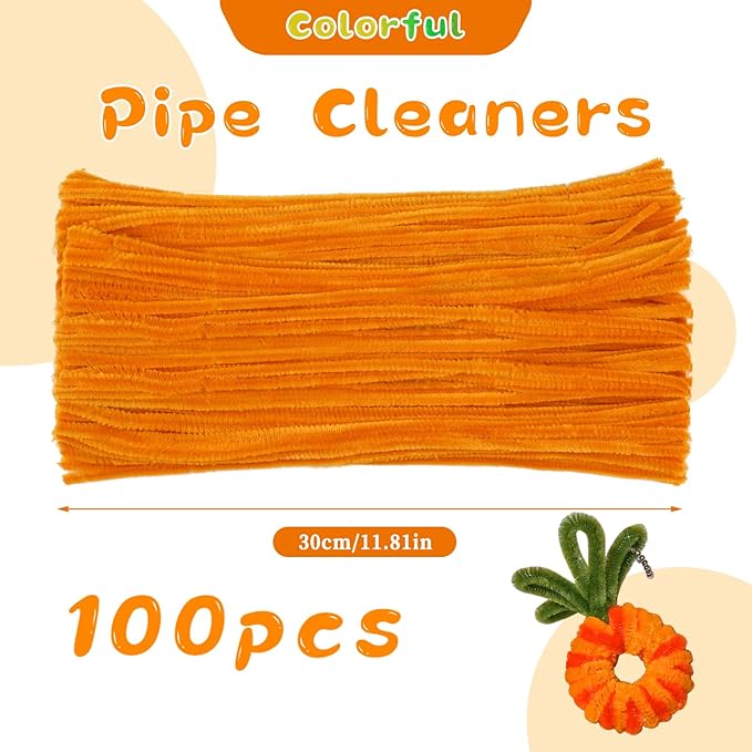 Chenille Stems Pipe Cleaners, 100 Pcs Pipe Cleaners Craft Supplies for DIY Hand Craft Arts Making, Festivals Decorations Craft/Orange