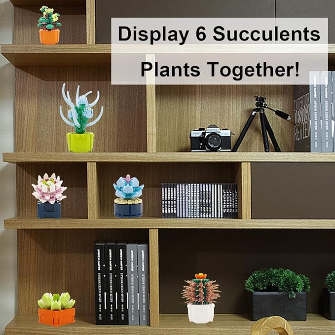 6 Flowers Succulents Building Set, Attractive Flowers Bouquet Plant Building Blocks Compatible with Lego, Pretty Botanical Collection Project Gift for Adults, Teen (503Pcs)