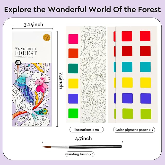Watercolor Coloring Books for Kids Ages 5-6,8-12,Travel Pocket Water Color Paint Set for Toddlers Party Birthday Thank You Exchange Gift Art and Craft Easter Basket Stuffers for Toddlers