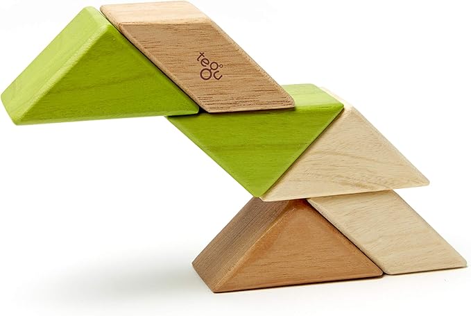 6 Piece Tegu Pocket Pouch Prism Magnetic Wooden Block Set, Jungle