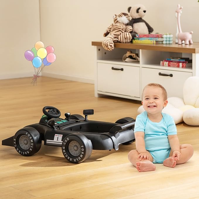 GLACER Foldable Baby Walker, 4-in-1 Infant Walker with Adjustable Height & Speed, Music, Light, Steering Wheel & Washable Cushion, Baby Walker Activity Center for Boys Girls 6 –18 Months (Black)