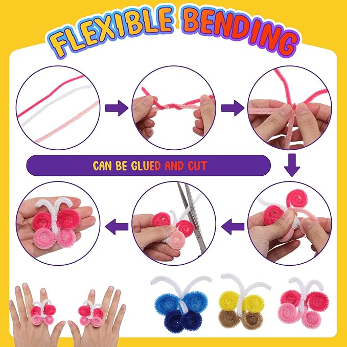 1800 Pcs Pipe Cleaners 6 mm by 12 Inch Chenille Stems Pipe Cleaners Craft Supplies Art Supplies for Kids Adults DIY Creative Decorations, 36 Assorted Colors