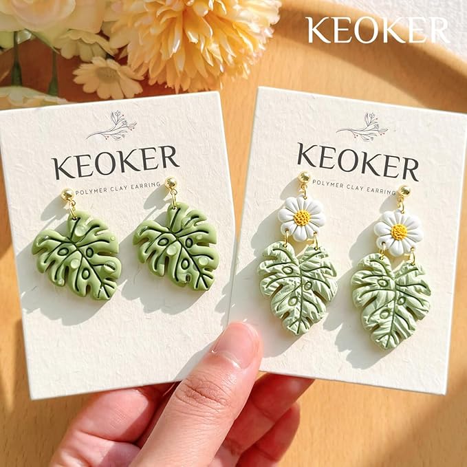 KEOKER Spring Polymer Clay Cutters - 11 Cutters for Polymer Clay Earrings, Flower Clay Earring Cutters
