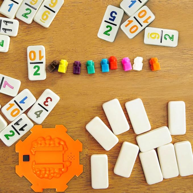 Yinlo Mexican Train Dominoes Set, Hub with Real Train Sound, Double 12 Colored Number