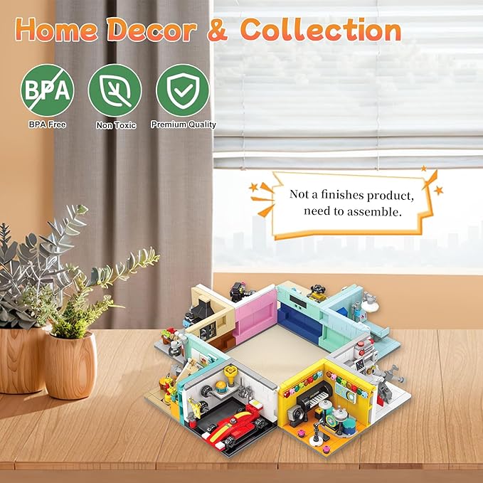 Toy Building Set, Friends House Collection 8 Packs Home Building Blocks Model Kit, Creative Construction Building Sets, Christmas Birthday Gift for Children Teens Kids Boys Girls 8+