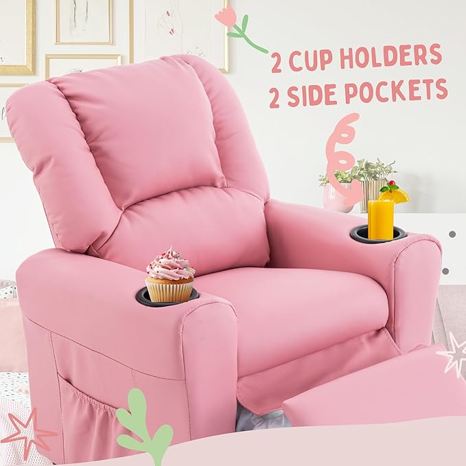 Candy Kids Reclining Chair Leather Recliner Sofa Toddler Youth Children Child Ages 1-6