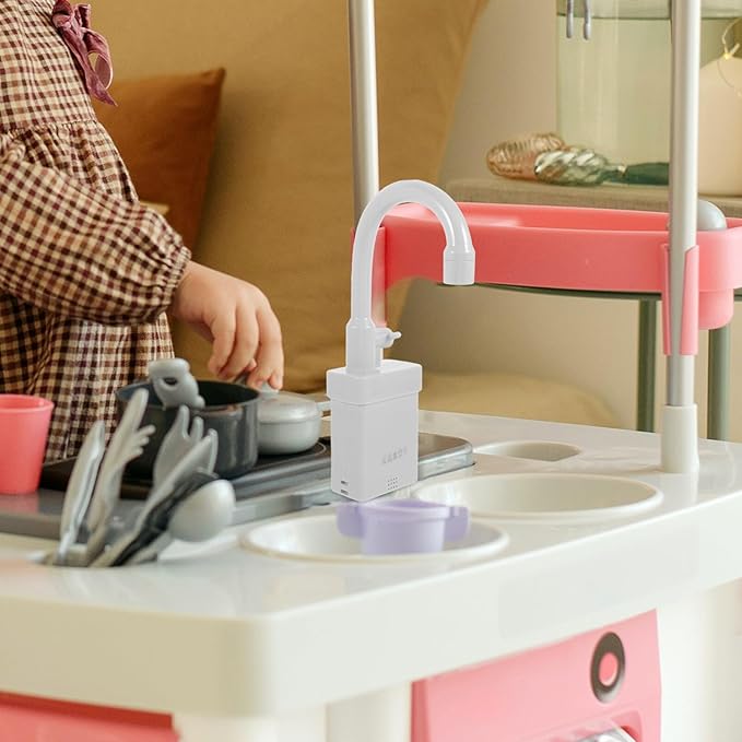 TOYANDONA Kids Toy Kitchen Sink Faucet Replacement, Fake Faucet Pretend Play Sink Running Water Playing House Toys for Toddlers 2-4 Years Grey Kids Toy Kitchen Sink Faucet Set