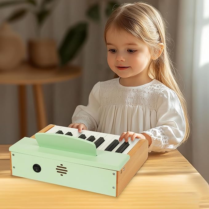 WOODENFUN Toy Piano Wooden Piano Keyboard for Toddlers, 18 Keys Digital Piano for Kids, Music Educational Instrument Toy, Wood Gift for 3+ Girls and Boys