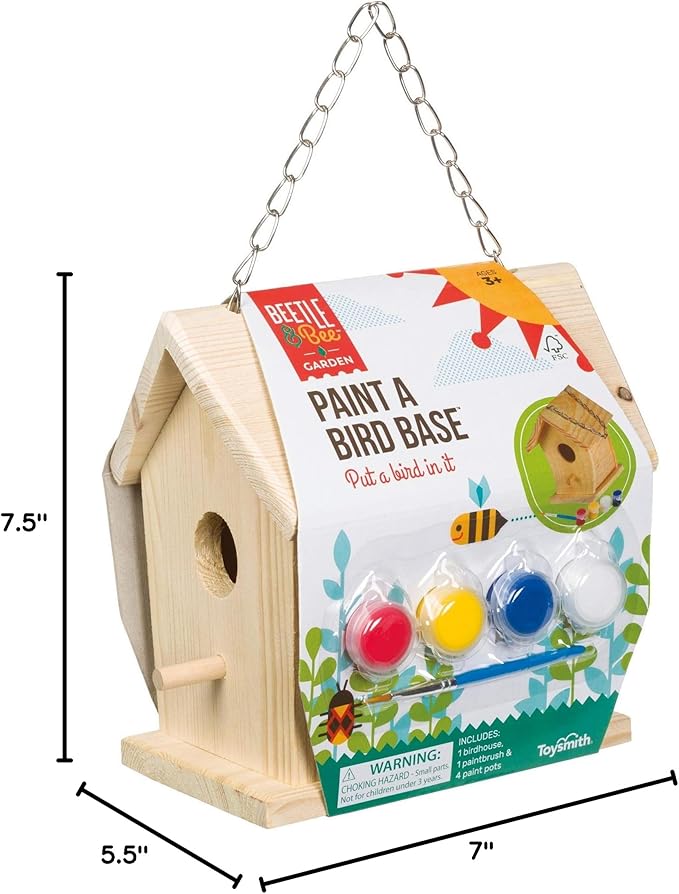 Beetle & Bee Paint A Bird Base, Backyard Birdhouse Kit, Bird House Painting Kit for Kids, DIY Arts & Crafts Gardening For Kids & Teens, Boys & Girls