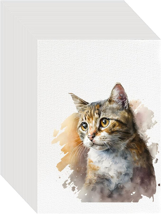 100PCS 5x7 Watercolor Paper Bulk, 140lb/300g Cold Press Thick Water Color Paper Pad for Kid Child Adult, White Art Paper for Drawing Painting Markers Gouache, Textured Cotton Paper Sheets