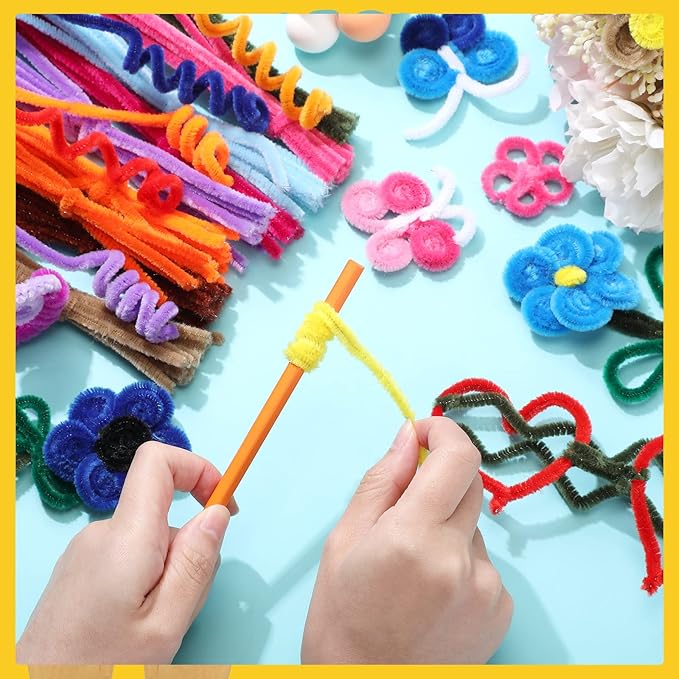 1800 Pcs Pipe Cleaners 6 mm by 12 Inch Chenille Stems Pipe Cleaners Craft Supplies Art Supplies for Kids Adults DIY Creative Decorations, 36 Assorted Colors
