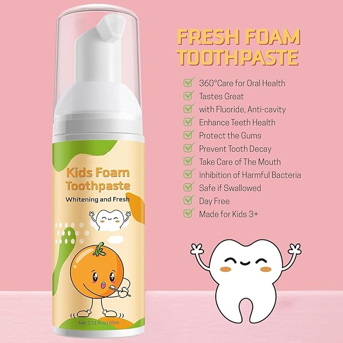 Moulis Foam Toothpaste Kids,Children Whitening Toothpaste with Low Fluoride & Natural Formula to Reduce Plaque,Toddler