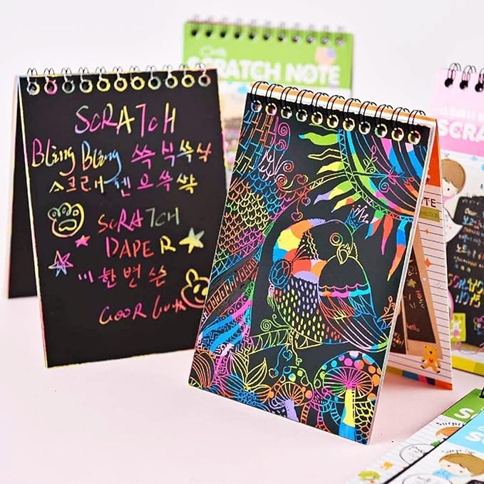 16 Pack Scratch Notebooks Art and Crafts for Kids Ages 4-8-12 Party Favors, Treasure Box Prizes for Kids Classroom Pinata Stuffers Goodie Bags Activities Drawing Girls Birthday Games