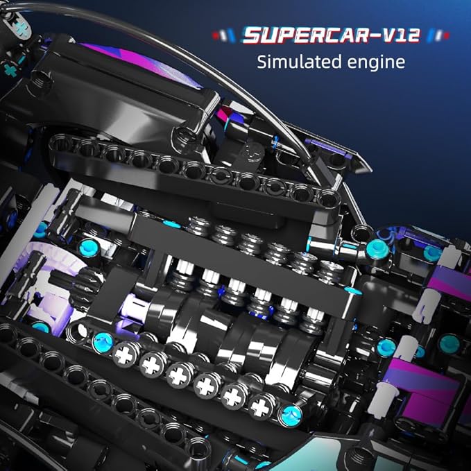 Mesiondy Sports Car Building Blocks Toys Boys,1:14 MOC Building Set Raceing Car Model,Construction Toy for Adults,Cars for Boys Age 6 7 8 9 Years Kids