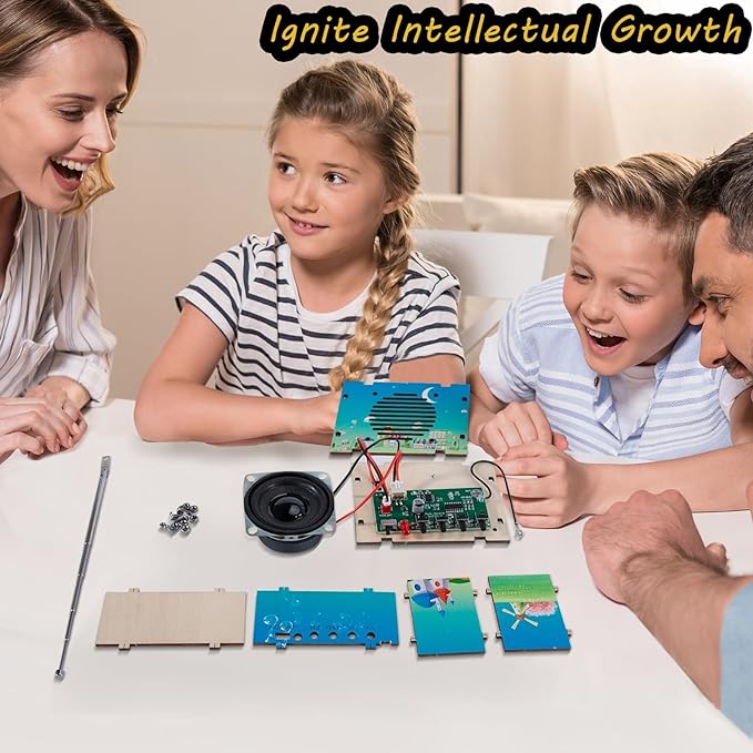Science Kits for Kids Age 8-12 12-14, STEM Kits for Kids Age 8-10, STEM Toys Build Your Own FM Radio Kit, DIY Electronic Craft Projects Gifts for Teen Girls Boys 9 11 13 15 16+ Year Old (Printed Blue)