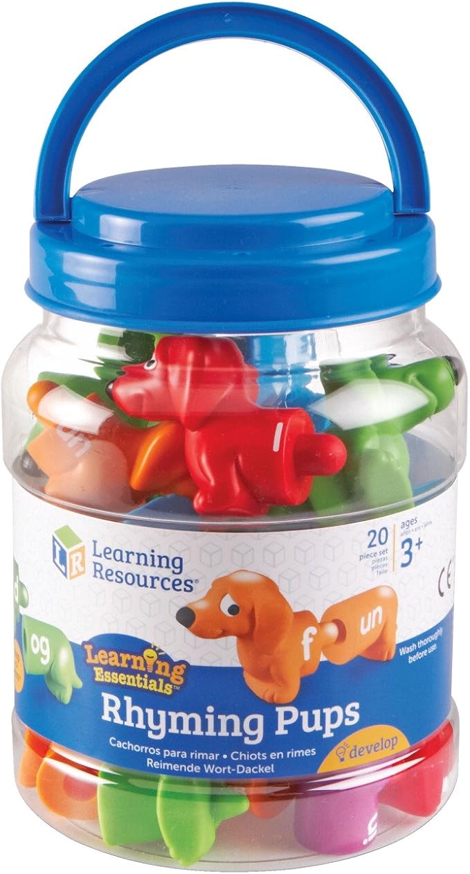 Learning Resources Snap-N-Learn Rhyming Pups Toy - Phonics, Letter Game, Toddler Color Recognition, Montessori Preschool Activities, Matching Set, Fine Motor Skills, Gifts for Boys and Girls