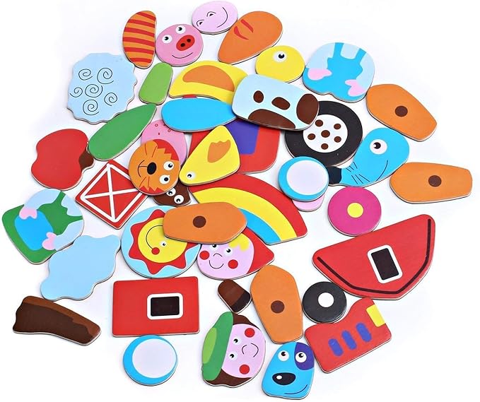 Wooden Toy Magnetic Board Puzzle Games , Double Side Jigsaw &Drawing Sketchpad Writing Dry Erase Board Chalkboard Educational Toys for Kids
