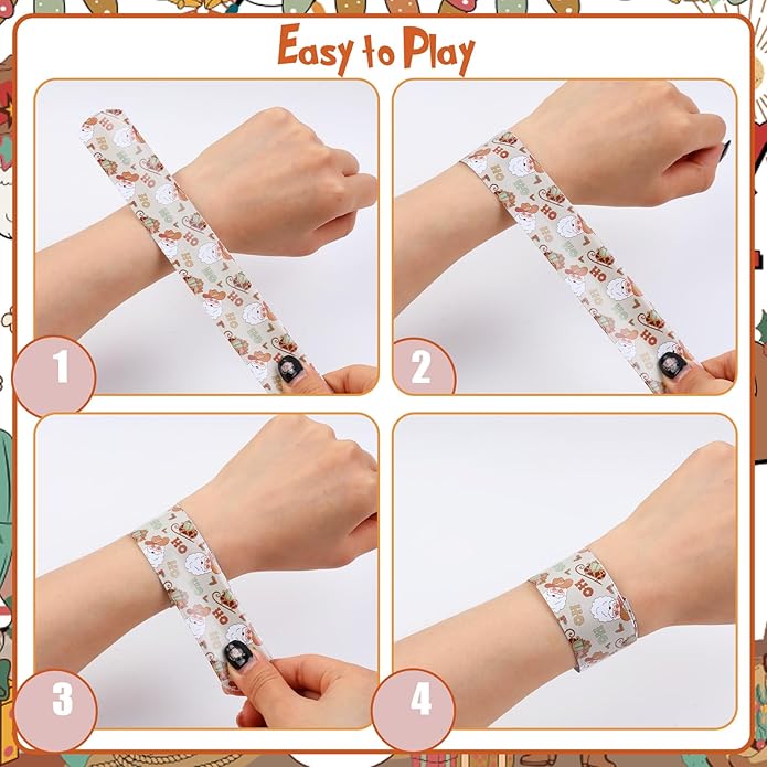 Serencatcher Christmas Slap Bracelets Christmas Party Favors Christmas Slap Wristbands for Xmas Birthday Party Stocking Goodie Bag Stuffers Gifts Toys