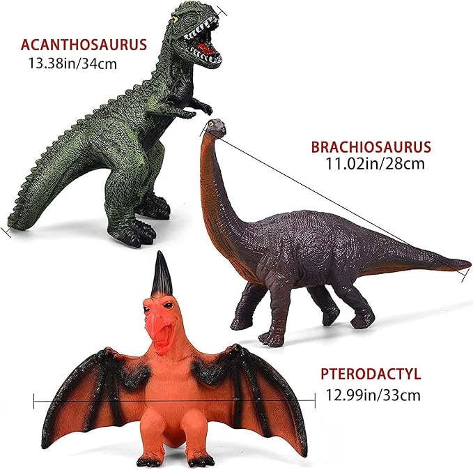 6 Piece Jumbo Dinosaur Toys for Kids and Toddlers, Dinosaur Toys for Kids 3-5, Large Soft Dinosaur Toys for Dinosaur Lovers - Perfect Dinosaur Party Favors, Birthday Gifts