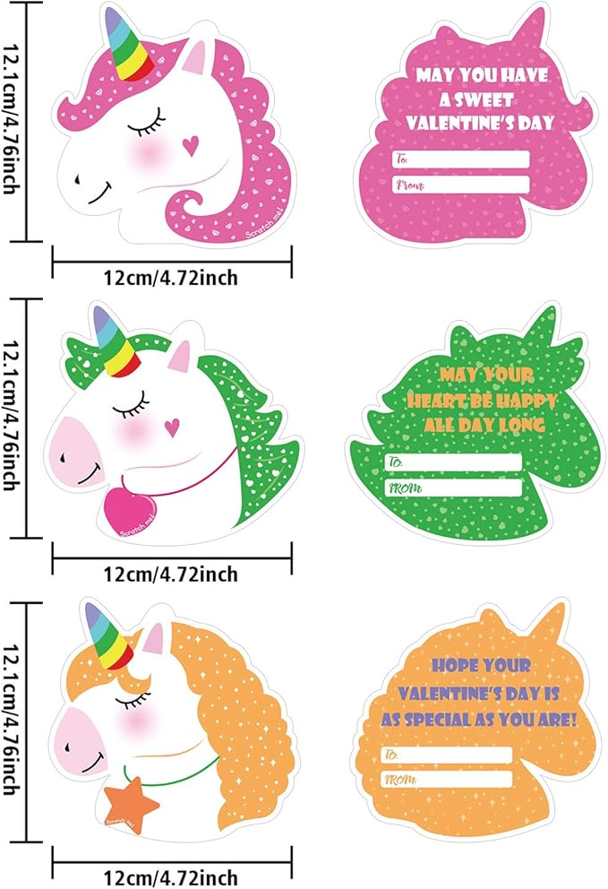 36 Pieces Unicorn Valentines Day Scratch and Sniff Cards for Kids, 6 Style Unicorn Scents Scratch and Sniff Exchange Present Cards for School Classroom Supplies Children Party Favors with 36 Envelopes