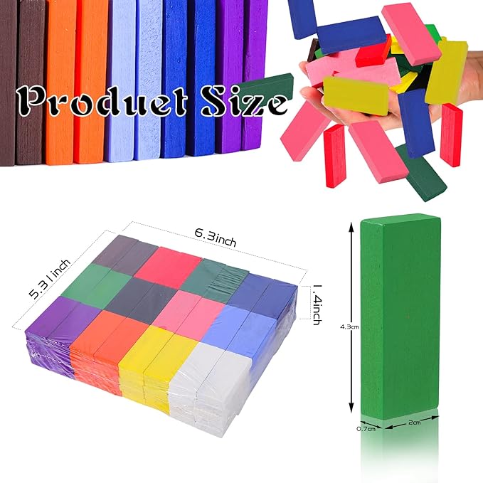 360 Piece Wooden Dominos Blocks Set,Dominoes Set for Kids,Domino Racing Toy Game,Colorful Dominos Tiles Domino Blocks Bulk,Dominoes Racing Tile Games,Kids Game Educational Play Toy for Birthday Party