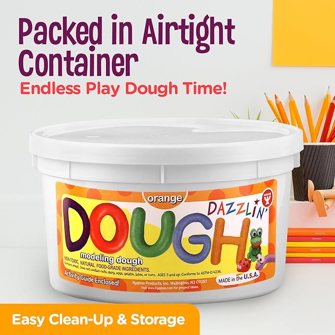 Hygloss Play Modeling Dough - Orange Dough Scented - Safe & Non-Toxic for Kids Arts & Crafts - Party Favors - Classroom Supplies - 3lb