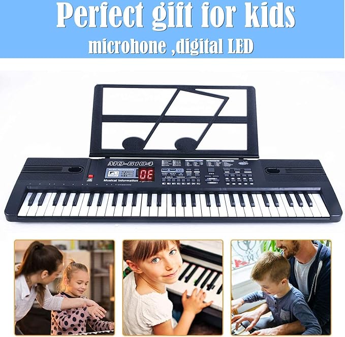 SEMART keyboard Piano Digital electric piano portable electronic music keyboard 61 key toy for kids beginner children toddler musical instruments w/microphone stand USB christmas Birthday gift
