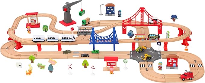 Battery Operated Locomotive Train for Wooden Tracks, Motorized Train Toys for Toddlers, Trains Accessories Compatible with Thomas, Brio, Chuggington, Melissa and Doug (Battery Not Included)