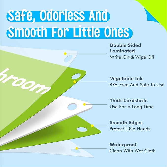 Food Flashcards, 50 Double-Sided Cards, Veggies, Fruits, Snacks, Desserts, Grain Cards Educational Learning Tools for Preschool and Toddlers Learning (2 Reclosable Rings Attached)