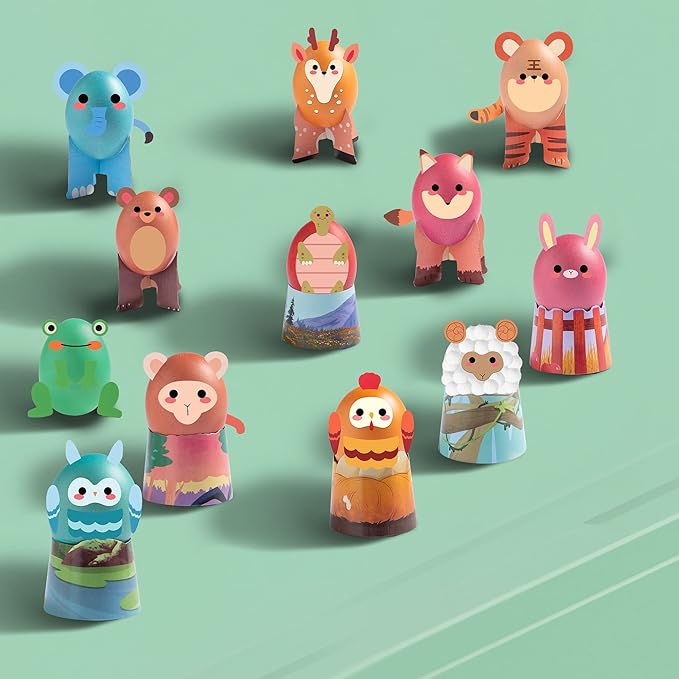 Klever Kits 53Pcs Easter Egg Decorating Kit, Easter Egg Dye Kit with Animal Decorated Papercuts, Face Stickers for Kids Easter Party Favor, Creativity Activity, Egg Hunt, Easter Party Decorations