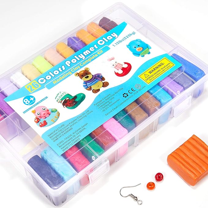 Polymer Clay Kit - 26 Colors Oven Bake Modeling Clay, Safe & Non-Toxic, Craft Gift for Kids. 0.7oz/Color