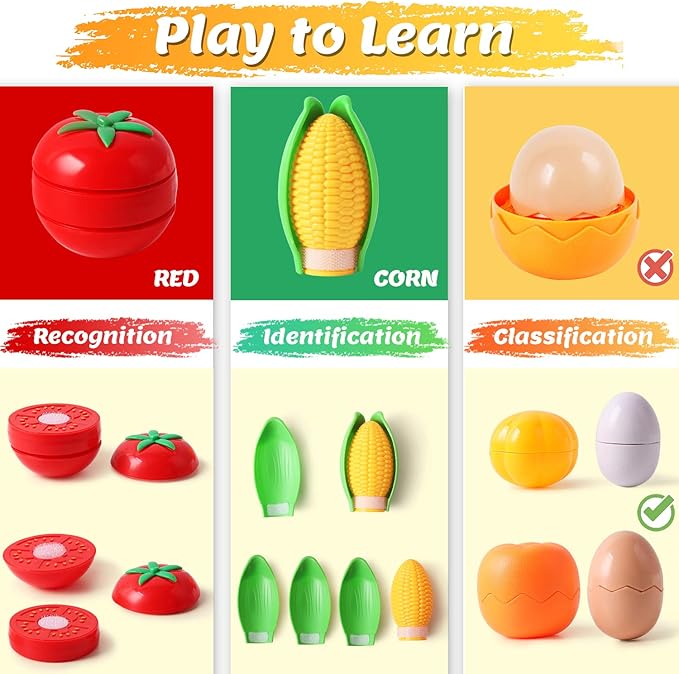 iPlay, iLearn Kids Kitchen Toy Accessories, Toddler Cooking Playset, Pretend Pots Pans Set, Girls Cookware Appliance, Child Cutting Food Utensils, Valentine's Easter Gift for 3 4 5 Years Old Boys-Gray