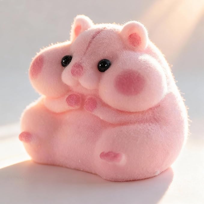 Handmade Taba Squishy Hamster Toy, Cute Squishy Hamster Fidget Toy, Realistic Hamster Toy, Soft Silicone Mochi Furry Toy, Stress Relief Gift for Adults & Kids, Sensory Anxiety Plushie (Pink)