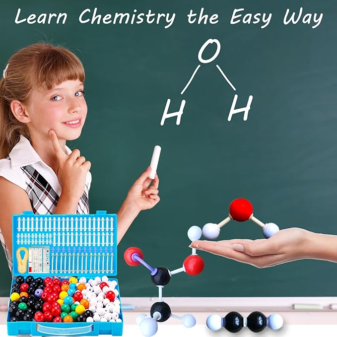 Comprehensive Chemistry Molecular Model Kit 406pc Organic and Inorganic STEM Set,Middle,High School,and College Supplies, Educational Science Set Learning Structure and Reactions Student Gifts
