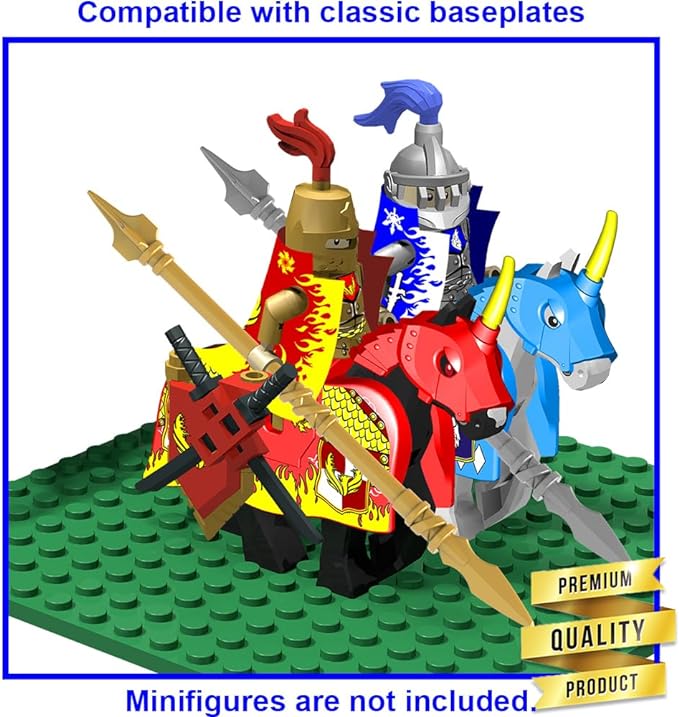 Weapon Pack for Minifigures Accessories Kit Knight Weapons Set Include Horse Carriage Barding Armor Helmet Shield for Ages 5+ Compatible with All Major Brands (Medieval Weapon)