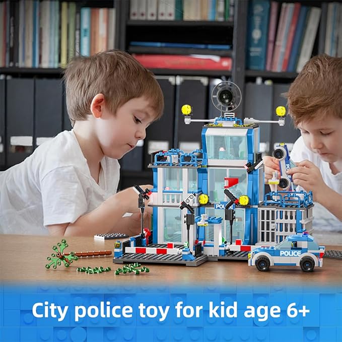 City Police Station Building Sets, 570pcs City Police Sets Toy Building Bricks Kit, Compatible with Lego,Gift for Boys 6-12