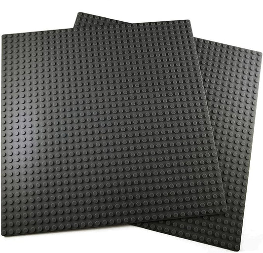 Apostrophe Games Building Blocks Base Plates Compatible with All Major Brands – 2 Pack, 10-1/16" x 10-1/16" Inches Baseplate for Building Bricks – Durable and Sturdy (2X Dark Gray)