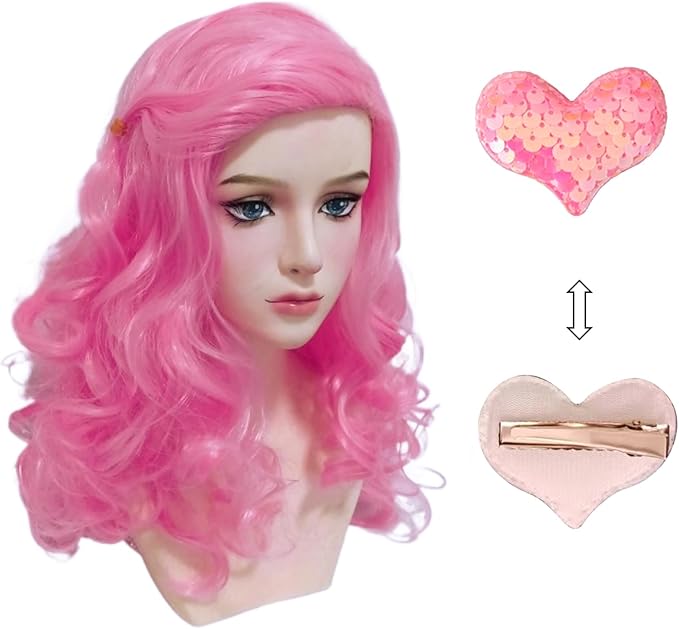 7 Pcs Pink Rise Costume for Girls Red Princess Dress with Wig